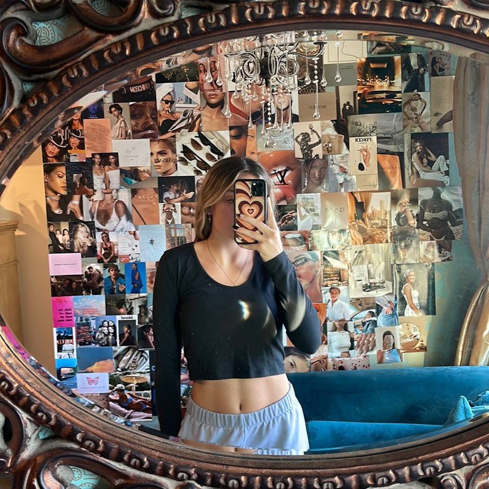 Black, long sleeve, pacsun, crop top